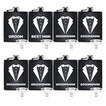 Groomsmen Proposal Gifts Groomsmen flasks, 8 PCS Stainless Steel Hip Flask 8 Oz for Bachelor Party Favors