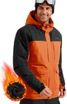 FREE SOLDIER Men's Waterproof Ski Jacket Fleece Lined Warm Winter Snow Coat with Hood Fully Taped Seams(Orange,XL)