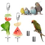 Daoeny 2Pcs Bird Food Holder, Stainless Steel Bird Feeder Toy, Small Animal Fruit Vegetable Stick Skewer, Foraging Hanging Food Feeding Treating Tool for Parrots Cockatoo Cockatiel Cage