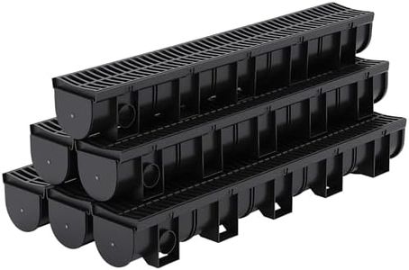 6 Pack Trench Drain System with Plastic Grate, 5.9"x5.1" HDPE Channel Drain for Driveway,Pool, Yard & Roof Runoff, Garden & Patio - Heavy Duty 39.4"