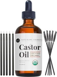 Kate Blanc Cosmetics Organic Castor Oil (4oz). 100% Pure, Cold Pressed, Hexane Free in a Glass Bottle. Stimulate Growth for Eyelashes, Eyebrows, Hair. Skin Moisturizer & Oil Cleanse with Starter Kit