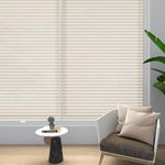 Changshade Cordless & Light Filtering Cellular Shade, Tools-Free Pleated Polyester Honeycomb Shade, Light Blocking Window Shade and Blind, 20 inches Wide, Beige CEL20BG50B