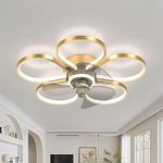 YIYUN Fan Ceiling Light Ceiling Fan with LED Lighting And Remote Control DC 6 Speed Reversible Quiet Fan Ceiling Fans Lights for Children's Rooms Living Room Bedroom Chandelier Lamp,Gold