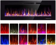Xbeauty 50" Electric Fireplace in-Wall Recessed and Wall Mounted 1500W Fireplace Heater and Linear Fireplace with Timer/Multicolor Flames/Touch Screen/Remote Control (Black)