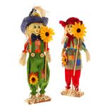 4 Pcs Scarecrow Ornaments Mini Scarecrow on a Stick Farmhouse Welcome Sign Garland Decor Fall Garden Flag Outdoor Decor Fall Harvest Scarecrow Mini Doll Reward Wooden Household