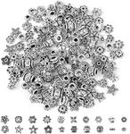 Mingbo 160 Pieces Spacer Beads, Tibetan Silver Spacer Beads Alloy Metal Beads for Crafts DIY Necklaces Jewelry Making (20 Styles)