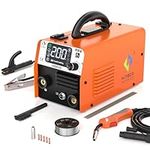 HITBOX MIG Welder 200A 110V Synergic Control 3 in 1 Multifunction Gasless/Stick/Lift Tig Welding Machine Portable Arc MMA Flux Cored Wire Welders with IGBT Inverter Color Smart LCD Display HBM200