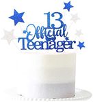 Pargleev 13th Glittery Royal Personalised Birthday Gifts:Official Teenager 13 Cake Topper with Stars-Thirteen Years Old Birthday Party Supplies for Boys and Girls,Decorations,Keepsakes and Blue