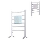 Multigot Heated Towel Rail, Electric Towel Radiator with 6 Bars & 4 Non-Slip Mats, Wall Mounted & Free Standing Towel Warmer for Bathroom