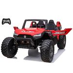 VOLTZ TOYS 2 Seater 24V Ride on Car, Realistic Off-Road Dune Buggy UTV with 2+1 Seats, Electric Vehicle for Kids with Remote Control, Music, Multiple Speed, Suspension and LED Lighting (Red)