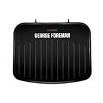 George Foreman Medium Electric Fit Grill [Non stick, Healthy, Griddle, Toastie, Hot plate, Panini, BBQ, Energy saving, Vertical storage, Easy clean, Drip tray, Ready to cook light] Black, 1630W 25810