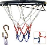 Heavy Duty Basketball Net Replacement, Stainless Steel Basketball Hoop Net, Standard Braided Chain Basketball Net (21 Inch), Fit Most Standard Hoops for Outdoor Indoor Use, Quick Installation