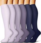 COOLOVER Copper Compression Socks for Women and Men(6 Pairs)-Best Support for Running, Athletic, Travel, 30 Purple 6 Pairs, Small-Medium