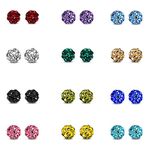 JewelrieShop Rhinestones Crystal Ball Stud Earrings Set Fireball Disco Ball Pave Bead Earrings Hypoallergenic for Teen Girls Women, Stainless Steel Crystal Silicone Rhinestone