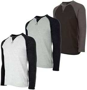 DARESAY 3 Pack: Thermal Shirts for Men- Henley & Crew Long Sleeve Shirts for Men – Mens Long Sleeve Shirts
