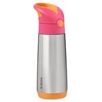 b.box Insulated Straw Sipper Drink Water Bottle 500ml- Strawberry Shake Pink Orange(500134)