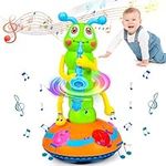 Electric Caterpillar Saxophone Toy, Wriggle Caterpillar with Music and LED Light, Sensory Toys for Babies, Funny Twisting Sing Dance Toy for Age 1 2 3 4+ Years Old Kids Toddlers Gifts