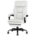 HapGIFT Desk Chair, High Back Ergonomic Office Chair with Thickened Cushion & Lumbar Support, Executive Reclining Home Office Chair for Adults, 300Lbs, Comfy, Black, 300Lbs, Comfort, White