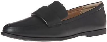 Amazon Essentials Women's Soft Moccasins Toe Loafer, Black Faux Leather, 8.5