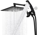 G-Promise All Metal 10" Shower Head with 71" Hose, Rain Shower Head with Handheld Spray Combo, Extra Long Shower Hose, 13" Height/Angle Adjustable Extension Arm, 3-Setting Diverter (Matte Black）