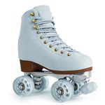 Tuosamtin Roller Skates for Women or Men with Height Adjustable Rubber Stoppers Retro Suede Quad Roller Skates for Outdoor and Indoor (Blue, 7)