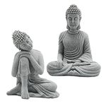 UOIENRT 2Pcs Sandstone Buddha Statue, Micro Landscape Buddha Decorations Fish Aquarium Decorations for Underwater Accessories, Furnishings Decorations