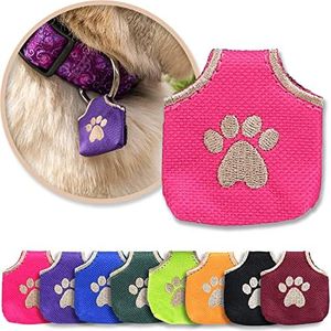 Woofhoof Dog Tag Cover - Pink Pawprint