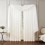 Elrene Home Fashions Faux Silk Light Filtering Window Curtain Set and Scarf, 52" x 95", White, Fabric, 52"x95" (2 Panels) & 1 Valance