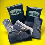 Luzia EliteDrive Golf Towels | Pack of 4 | with Carabiner Clips for Golf Bags | Premium Microfiber, Waffle Pattern | 2 Sets Contain 2 Grey Towels, 2 Black Towels