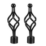 uxcell Curtain Rod Finials Iron Cap End for 28mm Drapery Pole Black 160mm X 56mm 2 Pcs