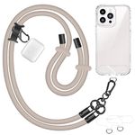 UKON Cell Phone Lanyard Crossbody Phone Strap,Adjustable Soft Nylon Phone Neck Strap With 2pcs Transparent TPU Patchs 8mm mobile phone lanyard Compatible with Most Smartphones