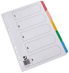 Q-Connect 5-Part Index Multi-punched Reinforced Board Multi-Colour Blank Tabs A4 White KF01525