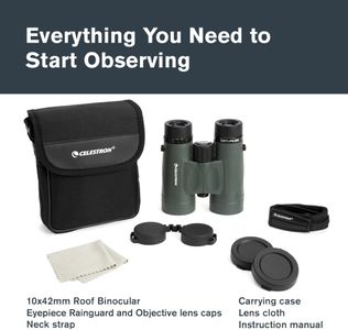 Celestron Nature DX 10x42 Binoculars – Multi-Coated Lens, BaK-4 Prism, Green
