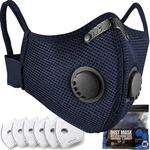 BASE CAMP Family Pack Dust Mask, Breathable Reusable Respirator Mask with 6 Activated Carbon Filters(Dark Tangaroa)