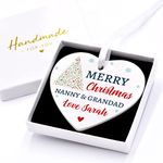 Personalised Christmas Gift For Nanny & Grandad Grandparents, Christmas Tree Decoration Nanna Nan Grandma, Bauble Gift From Grandchildren, With Gift Box