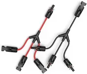 Bateria Power Solar Connectors - 30A Y-Branch Cable with Parallel Solar Panel Wire Connectors (Black and Red) in Pair (1*M/FFF+1*F/MMM)