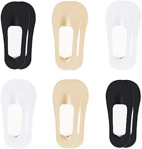 fidragon Women No Show Socks Low Cut Women Invisible for Flats and Dress Shoes Liner Socks with Non-Slip Heel Grips (6 Pairs white Nude Black)