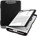 oddpod™ Moto Heavy Duty Clipboard with Side Opening/Clip Pad with Low Profile Clip for Dual Storage of A4 Papers and Pen Holder (Black)