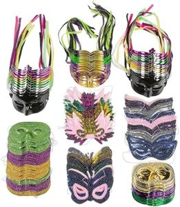 Fun Express Mardi Gras Mask Bulk Value Pack - Costume and Party Decor - 100 pieces