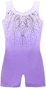 Arshiner Leotards for Girls Gymnastics with Shorts Color Gradient Shiny Diamond Kids Biketard