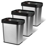 3 Pack Stainless Steel Trash Can 2 Gallon, Open Top Trash Can, 7" x 10" x 11", Rectangle Trash Can Kitchen - Slim and Narrow, Small Trash Can No Lid for Kitchen, Bathroom, Living Room, Office