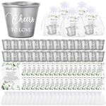 Uiifan 100 Set Wedding Favors for Guests Bulk 100 Wedding Shot Glasses Cheers to Love Stainless Steel Shot Glasses 100 Thank You Cards with Organza Bags for Guest Wedding Newlyweds Bridal Shower Gifts