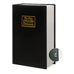 Leather Book Safe (Size 8.7"×6"×2") Real Paper Secret for Jewelry, Money and Cash, Diversion Book Safe,Hollow with Hidden,Key Lock (M, Black-Key)