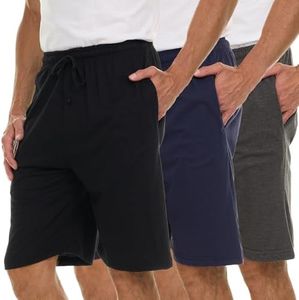 3 Pack Mens Jersey Shorts with Pockets and Drawstring – Soft Men's Lounge Shorts for The House, Sleep PJ, Pajamas – Up to 3XL