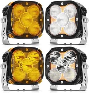 Auxbeam 4.5 Inch LED Pod Light, XP Ultra Series 128W Hyper Flood Beam + Combo Beam Offroad Lights with Amber DRL, Driving Cube Ditch Lights with Amber Light Covers-4PCS