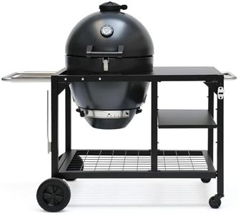 Flintex 22 Inch Kamado Grill,Charcoal & Wood Smoker Grill with Rolling Cart, Multi-Function BBQ Grill with Stainless Steel Warming Rack, Pizza Stone, and Vegetables Basket for Outdoor Backyard Cooking