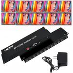 HDMI Splitter 1×10 8K HDMI2.1 Replicator Distributor Affordable Splitter 1 in 10 Out Multi-Monitor 8K@60Hz Full Ultra-HD with EDID RS232 Rest Button Control 3D HDR 48Gbps for Xbox PS5 PS4 DVD HDTV et