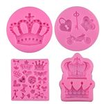 DIY Handcraft Silicone Crown Fondant Candy Molds Bows Crown Heart Mold for Chocolate, Cake Decoration, Cupcake Topper, Pastry, Cookie Decor, Epoxy Resin, Clay, Crafting Projects