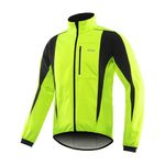 ARSUXEO Winter Warm UP Thermal Softshell Cycling Jacket Windproof Waterproof Bicycle MTB Mountain Bike Clothes 15-K Green Size X-Large