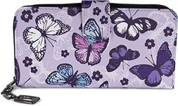 styleBREAKER Ladies Wallet with Colourful Butterfly Pattern, Vintage Design, Zipper, Purse 02040156, Colour:Lilac